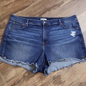 Good American Distressed Denim Jean Shorts, Size 22